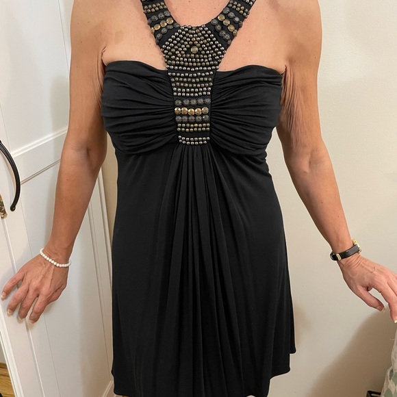 Sky brand size medium beaded, black cocktail mini dress. Like new! - Picture 1 of 8